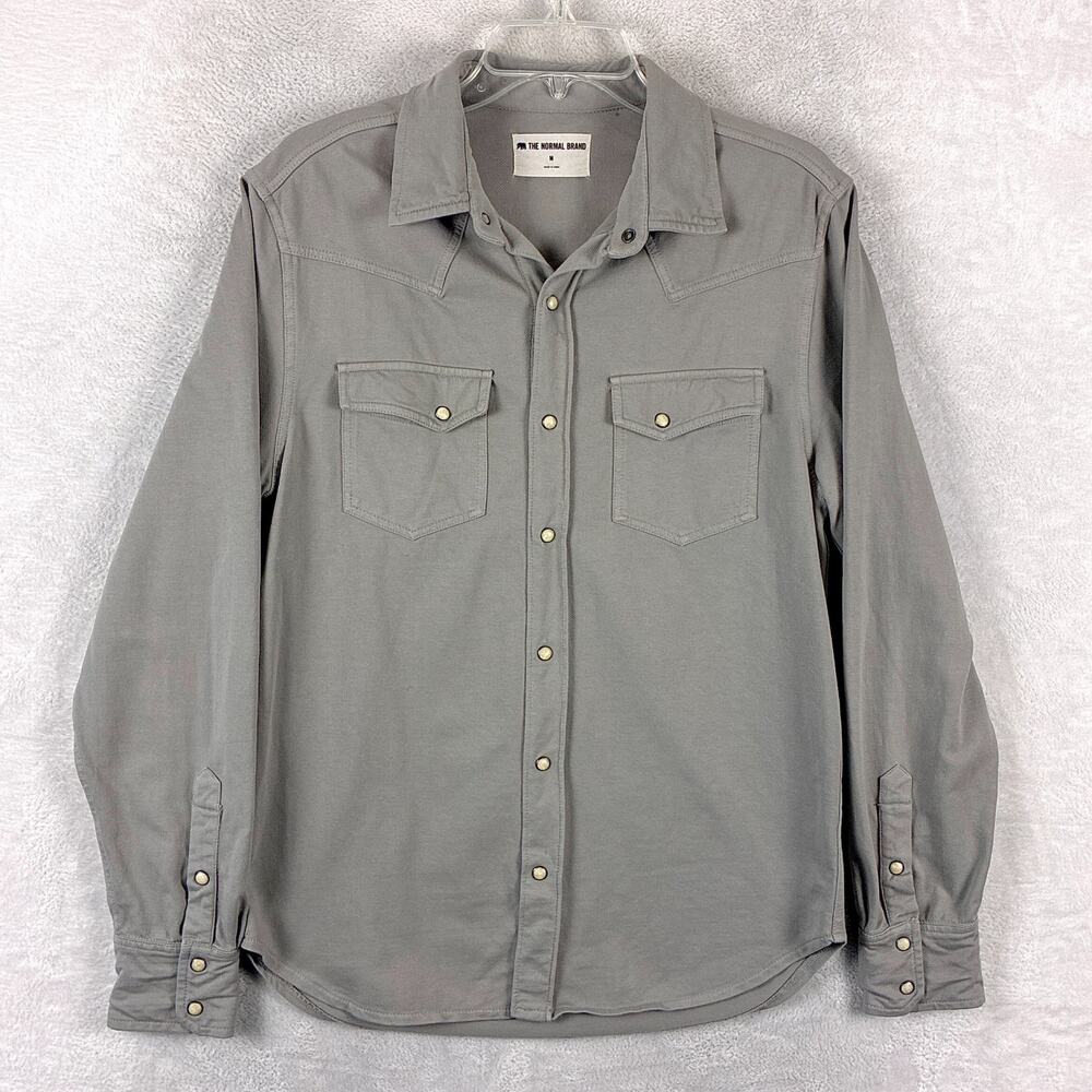 The Normal Brand Shirt Mens M Gray Tentoma Stretch Twill Pearl Snap Western